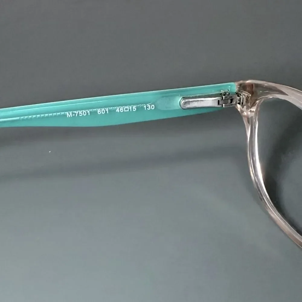 Marchon‎ NYC Junior M-7501 Kids Eyeglasses Pink Clear Teal Heart Print 46-15-130